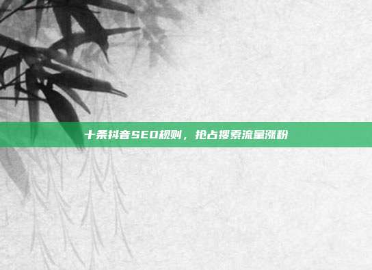 十条抖音SEO规则，抢占搜索流量涨粉