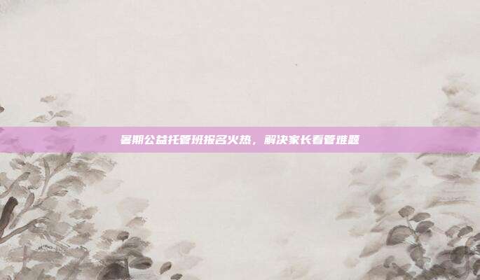 暑期公益托管班报名火热，解决家长看管难题