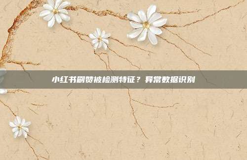小红书刷赞被检测特征？异常数据识别
