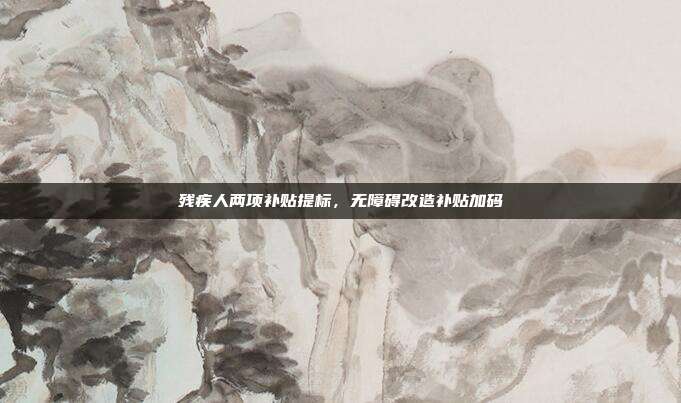 残疾人两项补贴提标，无障碍改造补贴加码