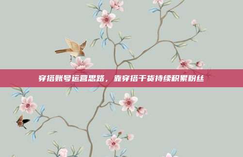 穿搭账号运营思路，靠穿搭干货持续积累粉丝