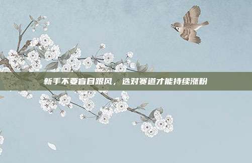 新手不要盲目跟风，选对赛道才能持续涨粉