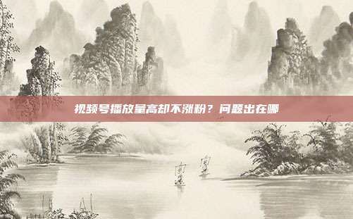 视频号播放量高却不涨粉？问题出在哪