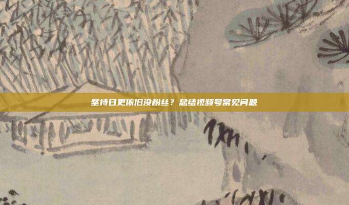 坚持日更依旧没粉丝？总结视频号常见问题