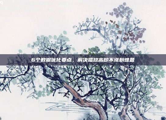 6个数据优化要点，解决播放高却不涨粉难题