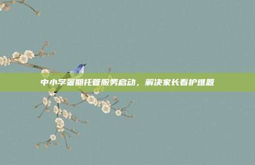 中小学暑期托管服务启动，解决家长看护难题