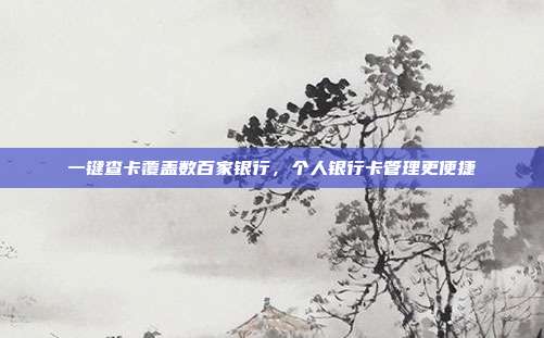一键查卡覆盖数百家银行，个人银行卡管理更便捷