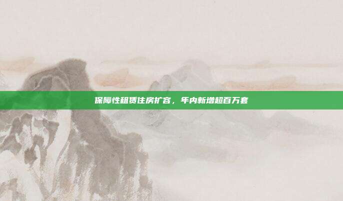 保障性租赁住房扩容，年内新增超百万套