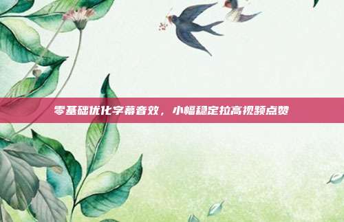 零基础优化字幕音效，小幅稳定拉高视频点赞