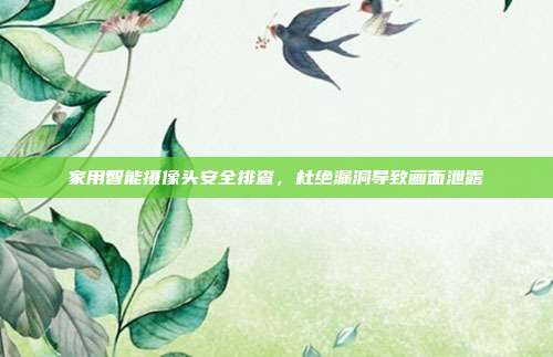 家用智能摄像头安全排查，杜绝漏洞导致画面泄露