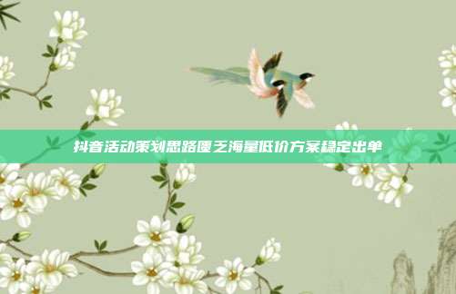 抖音活动策划思路匮乏海量低价方案稳定出单