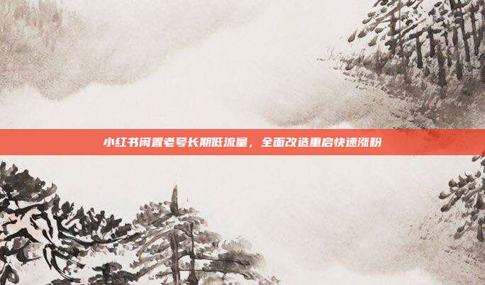 小红书闲置老号长期低流量，全面改造重启快速涨粉