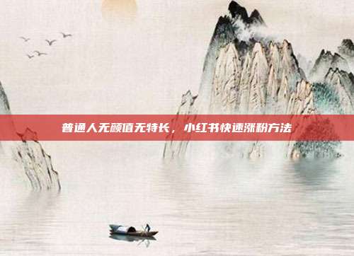 普通人无颜值无特长，小红书快速涨粉方法