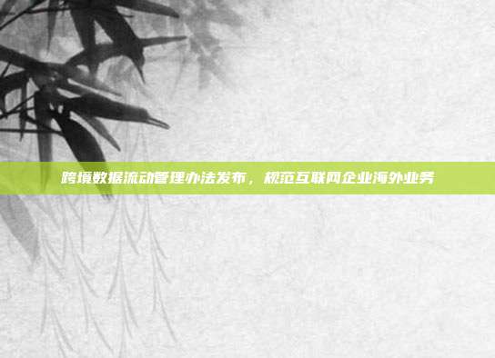 跨境数据流动管理办法发布，规范互联网企业海外业务