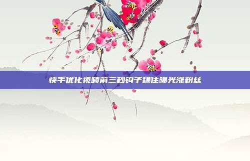快手优化视频前三秒钩子稳住曝光涨粉丝