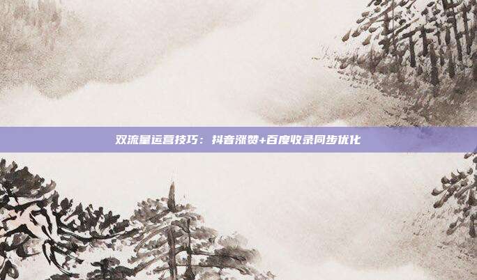 双流量运营技巧：抖音涨赞+百度收录同步优化