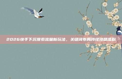 2026快手下沉搜索流量新玩法，关键词布局持续涨精准粉