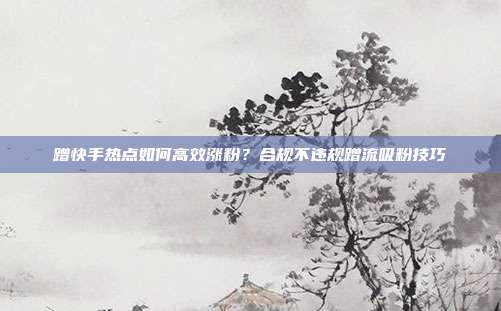 蹭快手热点如何高效涨粉？合规不违规蹭流吸粉技巧