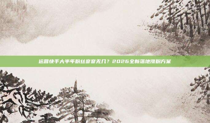 运营快手大半年粉丝寥寥无几？2026全新落地涨粉方案