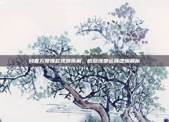 抖音万赞爆款视频拆解，底层涨赞运营逻辑解析