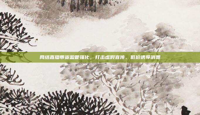 网络直播带货监管强化，打击虚假宣传、低价诱导消费