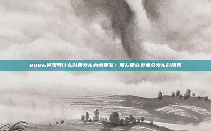 2026视频号什么时段发布点赞暴涨？朋友圈转发黄金发布时间表
