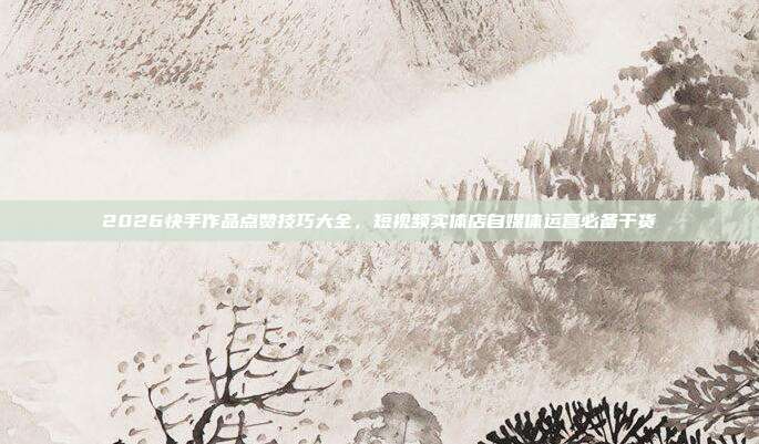2026快手作品点赞技巧大全，短视频实体店自媒体运营必备干货