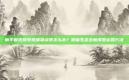 新手做视频号视频没点赞怎么办？微信生态全新涨赞运营方法