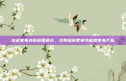 绿色家电补贴政策延长，引导居民更换节能型家电产品