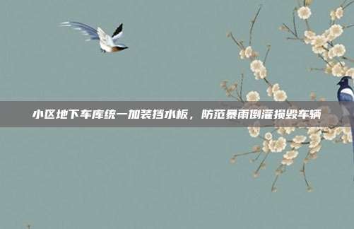 小区地下车库统一加装挡水板，防范暴雨倒灌损毁车辆