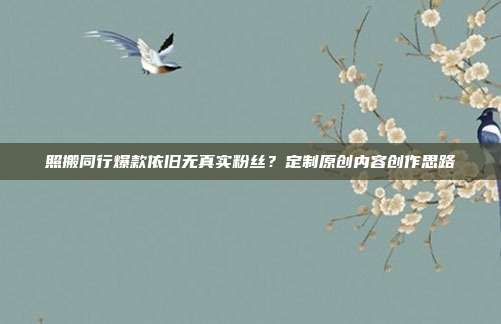 照搬同行爆款依旧无真实粉丝？定制原创内容创作思路