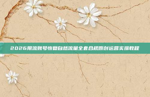 2026限流账号恢复自然流量全套合规原创运营实操教程