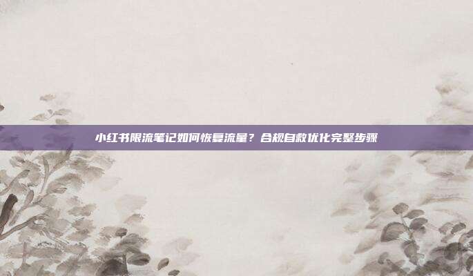 小红书限流笔记如何恢复流量？合规自救优化完整步骤