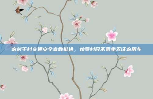 农村千村交通安全宣教推进，劝导村民不乘坐无证农用车