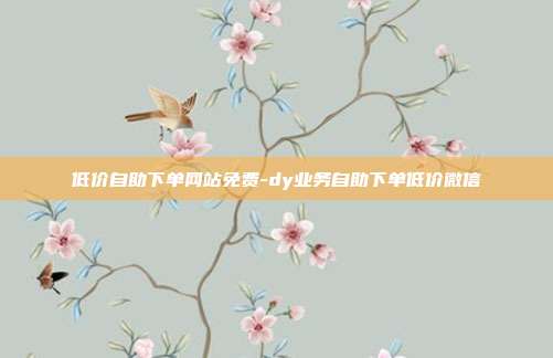 低价自助下单网站免费-dy业务自助下单低价微信