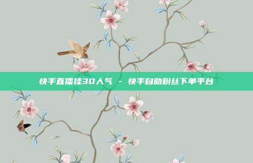 快手直播挂30人气 - 快手自助粉丝下单平台