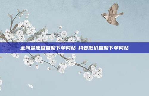 全网最便宜自助下单网站-抖音低价自助下单网站