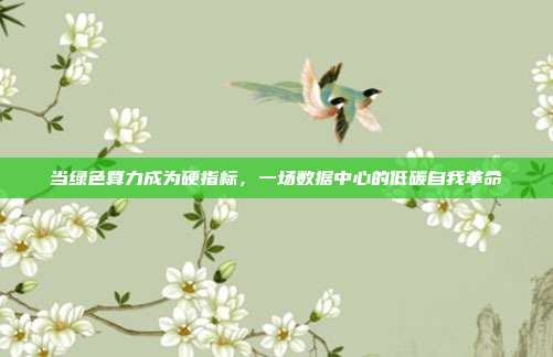 当绿色算力成为硬指标，一场数据中心的低碳自我革命