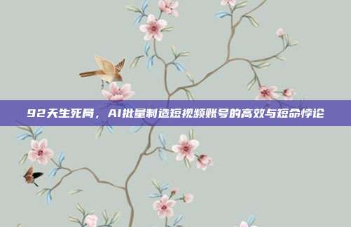 92天生死局，AI批量制造短视频账号的高效与短命悖论
