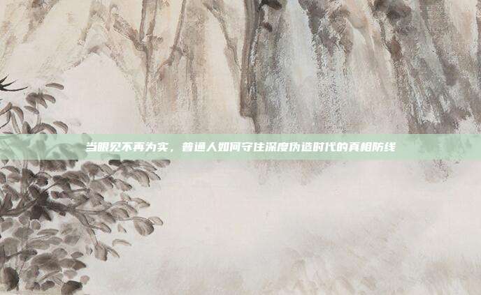 当眼见不再为实，普通人如何守住深度伪造时代的真相防线