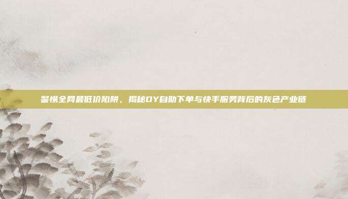 警惕全网最低价陷阱，揭秘DY自助下单与快手服务背后的灰色产业链