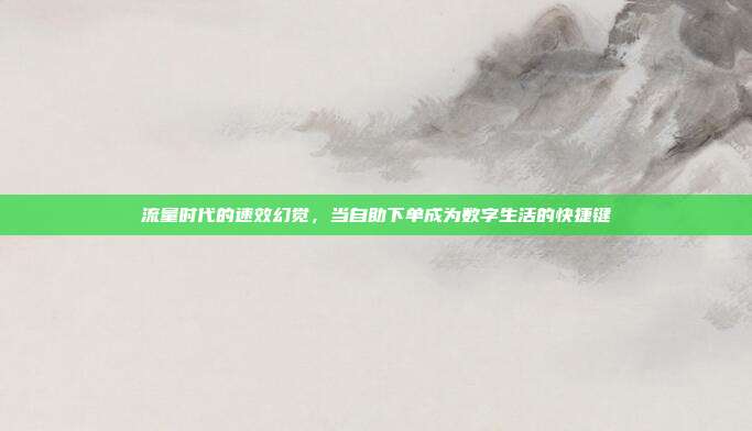 流量时代的速效幻觉，当自助下单成为数字生活的快捷键