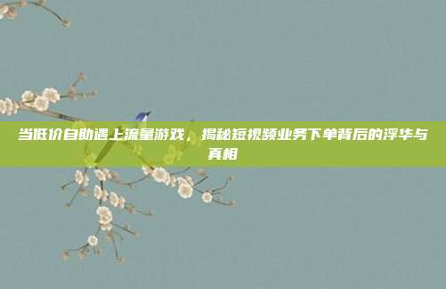 当低价自助遇上流量游戏，揭秘短视频业务下单背后的浮华与真相