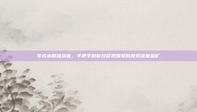 零成本精准获客，手把手教你挖尽视频号的搜索流量金矿