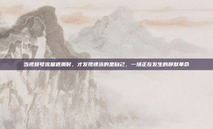 当视频号流量退潮时,才发现裸泳的是自己,一场正在发生的静默革命