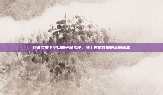 抖音卖赞下单自助平台软件，隐于数据背后的流量迷思