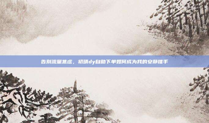 告别流量焦虑，初晴dy自助下单如何成为我的安静推手