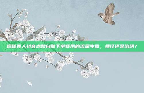 揭秘真人抖音点赞自助下单背后的流量生意,捷径还是陷阱?