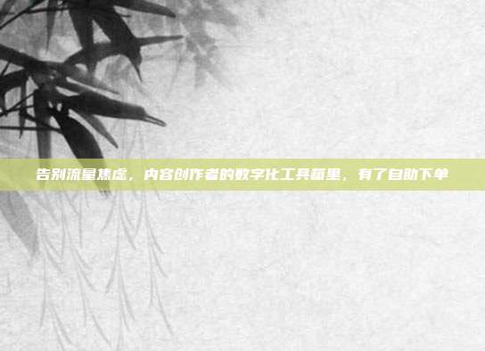 告别流量焦虑，内容创作者的数字化工具箱里，有了自助下单