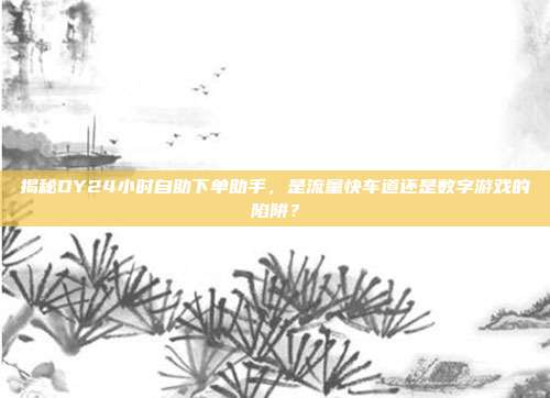 揭秘DY24小时自助下单助手，是流量快车道还是数字游戏的陷阱？